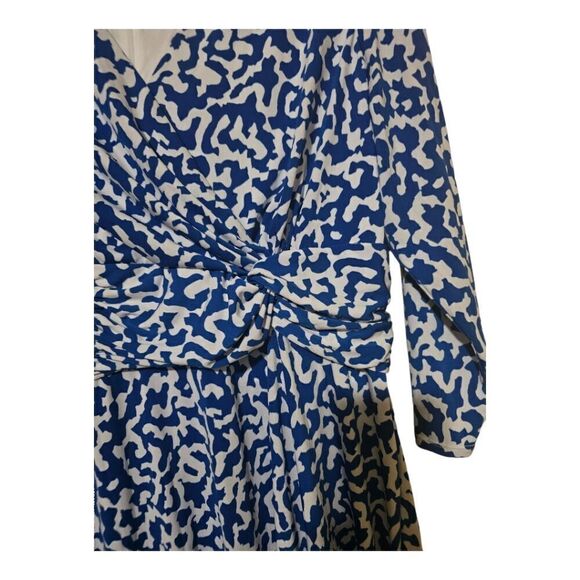 CHRISTOPHER & BANKS Blue White Printed Midi Ruched Waist Dress - Size XL - Picture 7 of 12
